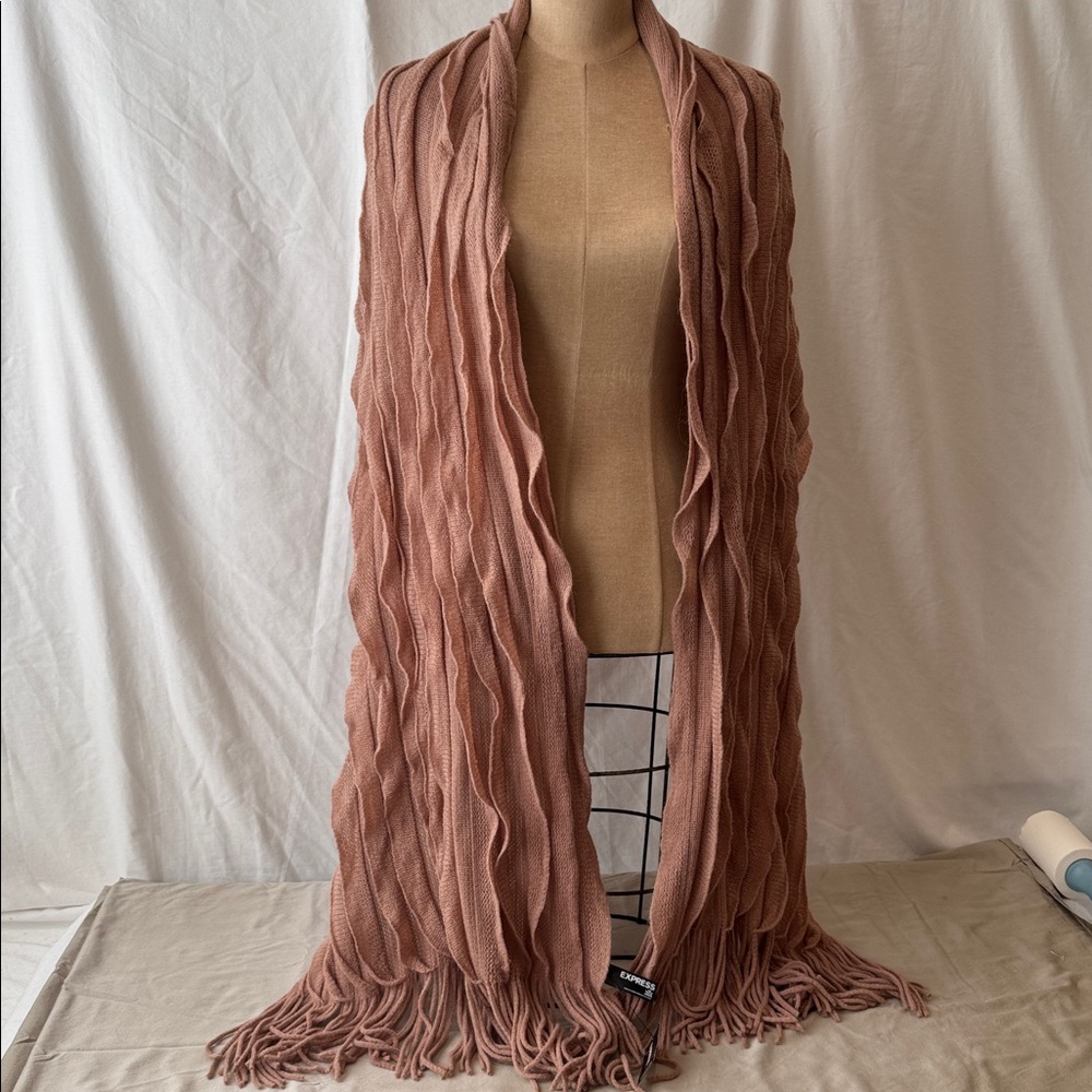 NWT Express Blush Knit Wrap with Fringe